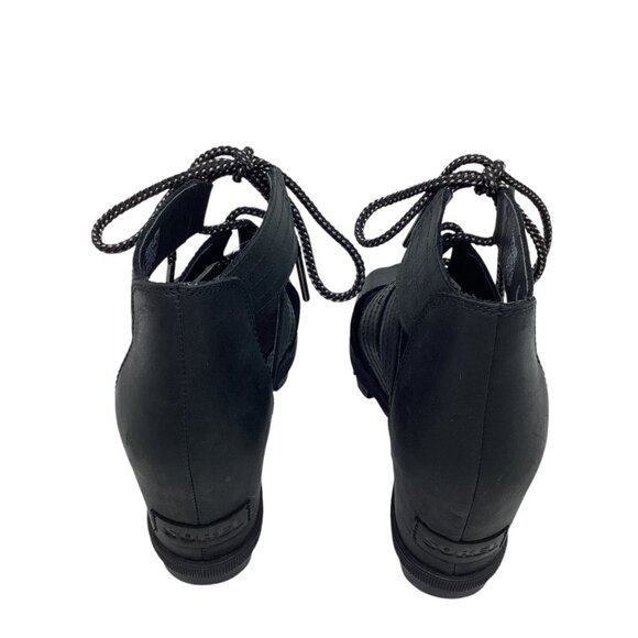 Sorel Joanie Gladiator Wedge Womens 8 Leather Sandals Black Lace-Up NWOT - Picture 8 of 12